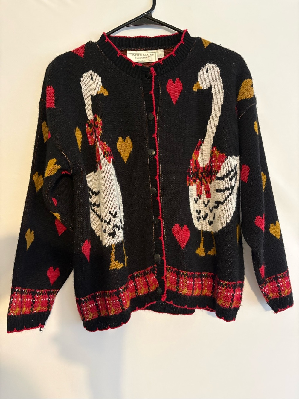 United States Sweater Bird & Heart Cardigan Black Large